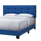 INO Design Modern Queen Platform Bed Frame with Tufted Upholstered Headboard and Solid Metal Bed Legs - Beige / Blue / Gray