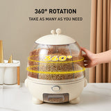 INO Design Grain Dispenser, Grain and Rice Storage Container Kitchen, 360° Rotating 5 Grid Grain Dispenser, Rotating Dry Food Dispenser for Lentils, Small Beans, Barley, Millets - Beige / Mint