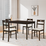 INO Design 5-Piece Dining Set of 4 - Sleek Mid-Century Modern Table & Chair Ensemble for Home or Apartment, Includes 4 Chairs with Cushioned Seats & Backrests, Crafted with Wooden Frame - Beige