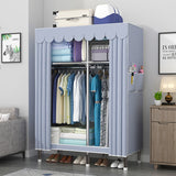 43'' Inch Fabric Portable Wardrobe with 2 Movable Hanging and 8 Storage Shelves - Grey / Striped Pattern / Retro Pattern