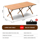 Portable Rectangular Wooden Outdoor Camping Table with Roll-up Table Top and Foldable Legs, Lightweight and Waterproof - 60''L / 90''L / 120 ''L cm