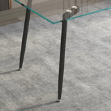 51" Modern Glass Dining Kitchen Table With Wooden / Black Skin Metal Frame Legs