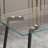 51" Rectangular Glass Dining Table Set With Mid Back Fabric Chairs - Black, Grey, Light Grey