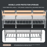 77'' Inch Fabric Portable Wardrobe Closet with 2 Movable Hanging and 8 Storage Shelves - Grey / Striped Pattern / Retro Pattern