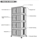 22''Inch Multi-Layer Folding Storage Cabinet with Pulley Storage Box - Transparent, Dustproof, and Versatile