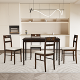 INO Design 5-Piece Dining Set of 4 - Sleek Mid-Century Modern Table & Chair Ensemble for Home or Apartment, Includes 4 Chairs with Cushioned Seats & Backrests, Crafted with Wooden Frame - Beige