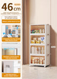 18''Inch Multi-Layer Folding Storage Cabinet with Pulley Storage Box - Transparent, Dustproof, and Versatile