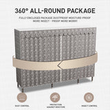 43'' Inch Fabric Portable Wardrobe with 2 Movable Hanging and 8 Storage Shelves - Grey / Striped Pattern / Retro Pattern