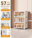 22''Inch Multi-Layer Folding Storage Cabinet with Pulley Storage Box - Transparent, Dustproof, and Versatile
