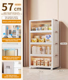 22''Inch Multi-Layer Folding Storage Cabinet with Pulley Storage Box - Transparent, Dustproof, and Versatile