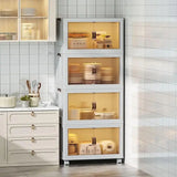 22''Inch Multi-Layer Folding Storage Cabinet with Pulley Storage Box - Transparent, Dustproof, and Versatile