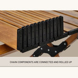 Portable Rectangular Wooden Outdoor Camping Table with Roll-up Table Top and Foldable Legs, Lightweight and Waterproof - 60''L / 90''L / 120 ''L cm