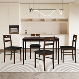 INO Design 5-Piece Dining Set of 4 - Sleek Mid-Century Modern Table & Chair Ensemble for Home or Apartment, Includes 4 Chairs with Cushioned Seats & Backrests, Crafted with Wooden Frame - Beige