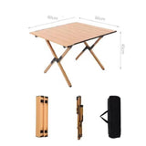 Portable Rectangular Wooden Outdoor Camping Table with Roll-up Table Top and Foldable Legs, Lightweight and Waterproof - 60''L / 90''L / 120 ''L cm