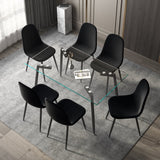 51" Rectangular Glass Dining Table Set With Mid Back Fabric Chairs - Black, Grey, Light Grey
