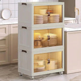 22''Inch Multi-Layer Folding Storage Cabinet with Pulley Storage Box - Transparent, Dustproof, and Versatile