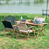 Portable Rectangular Wooden Outdoor Camping Table with Roll-up Table Top and Foldable Legs, Lightweight and Waterproof - 60''L / 90''L / 120 ''L cm