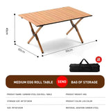 Portable Rectangular Wooden Outdoor Camping Table with Roll-up Table Top and Foldable Legs, Lightweight and Waterproof - 60''L / 90''L / 120 ''L cm