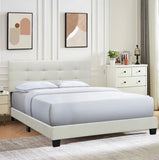 INO Design Modern Queen Platform Bed Frame with Tufted Upholstered Headboard and Solid Metal Bed Legs - Beige / Blue / Gray