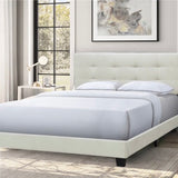 INO Design Modern Queen Platform Bed Frame with Tufted Upholstered Headboard and Solid Metal Bed Legs - Beige / Blue / Gray