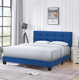 INO Design Modern Queen Platform Bed Frame with Tufted Upholstered Headboard and Solid Metal Bed Legs - Beige / Blue / Gray