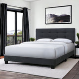 INO Design Modern Queen Platform Bed Frame with Tufted Upholstered Headboard and Solid Metal Bed Legs - Beige / Blue / Gray