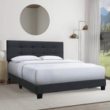 INO Design Modern Queen Platform Bed Frame with Tufted Upholstered Headboard and Solid Metal Bed Legs - Beige / Blue / Gray