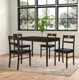 INO Design 5-Piece Dining Set of 4 - Sleek Mid-Century Modern Table & Chair Ensemble for Home or Apartment, Includes 4 Chairs with Cushioned Seats & Backrests, Crafted with Wooden Frame - Beige