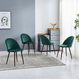 Weller Velvet Side Chairs Dining Set of 4 , Dark Green