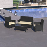 Bethanya Wicker/Rattan 4 - Person Seating Group with Cushions