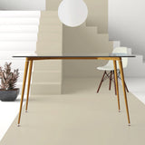 OPEN BOX - Modern Glass with Wooden Print Legs Dining Table