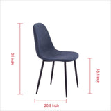 Modern 4 Piece Upholstered Dining Fabric Chair Set - Navy Blue