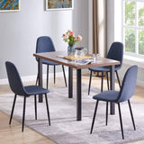 Modern 4 Piece Upholstered Dining Fabric Chair Set - Navy Blue