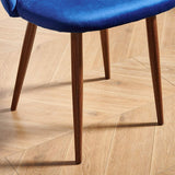 Weller Velvet Side Chairs Dining Set of 4, Dark Blue