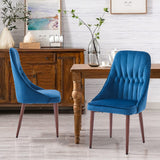 Maydel Velvet Side Chair in Blue, Single / Set of 2 / Set of 4