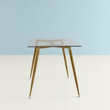 OPEN BOX - Modern Glass with Wooden Print Legs Dining Table