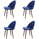 Weller Velvet Side Chairs Dining Set of 4, Dark Blue