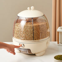 INO Design Grain Dispenser, Grain and Rice Storage Container Kitchen, 360° Rotating 5 Grid Grain Dispenser, Rotating Dry Food Dispenser for Lentils, Small Beans, Barley, Millets - Beige / Mint