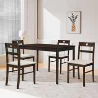 INO Design 5-Piece Dining Set of 4 - Sleek Mid-Century Modern Table & Chair Ensemble for Home or Apartment, Includes 4 Chairs with Cushioned Seats & Backrests, Crafted with Wooden Frame - Beige