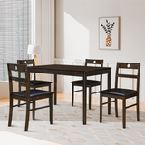 INO Design 5-Piece Dining Set of 4 - Sleek Mid-Century Modern Table & Chair Ensemble for Home or Apartment, Includes 4 Chairs with Cushioned Seats & Backrests, Crafted with Wooden Frame - Beige
