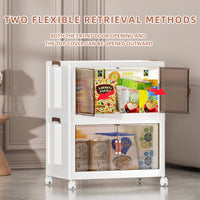 22''Inch Multi-Layer Folding Storage Cabinet with Pulley Storage Box - Transparent, Dustproof, and Versatile