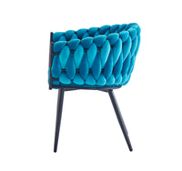 INO Design Side Chairs with Velvet Woven Back - Turquoise
