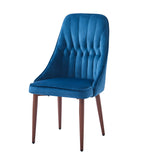 INO Design Tall Back High Back Tufted Velvet Dining Chair Set of 2, Modern Upholstered Dining Room Chair, Dark Blue