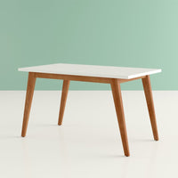 OPEN BOX -  White Top Wooden Print Legs Dining Table
