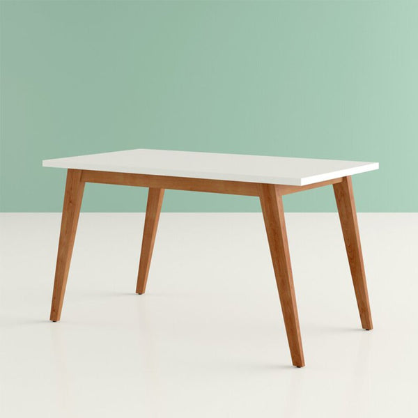 OPEN BOX -  White Top Wooden Print Legs Dining Table