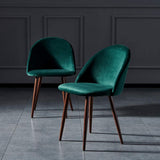 OPEN BOX- Modern Luxury Stylish Velvet Office Dining Kitchen Chair Set of 2 - Dark Grey/Green/Blue
