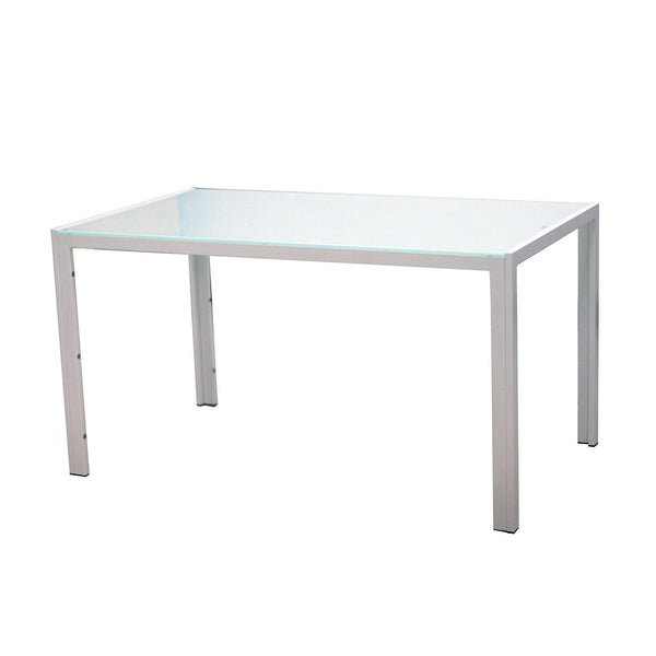 OPEN BOX - White Tempered Glass Top Dining Table
