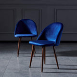 OPEN BOX- Modern Luxury Stylish Velvet Office Dining Kitchen Chair Set of 2 - Dark Grey/Green/Blue