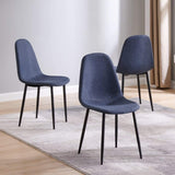 Modern 4 Piece Upholstered Dining Fabric Chair Set - Navy Blue