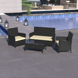 Bethanya Wicker/Rattan 4 - Person Seating Group with Cushions